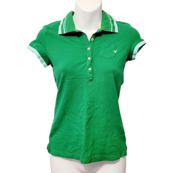 2/$20 American Eagle Outfitters Classic Green Polo shirt Top size: XS - Picture 1 of 4